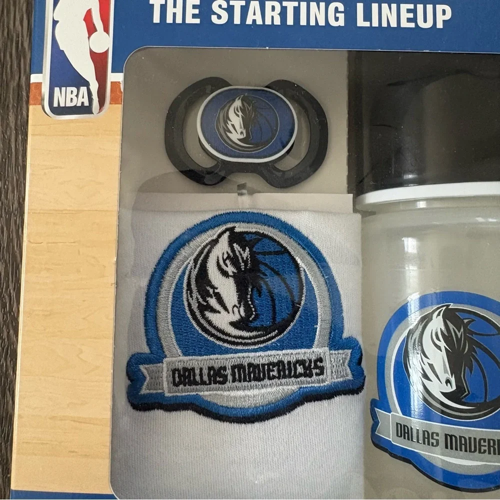 NBA Dallas Mavericks 3 Piece Baby Bib Pacifier Bottle Gift Set